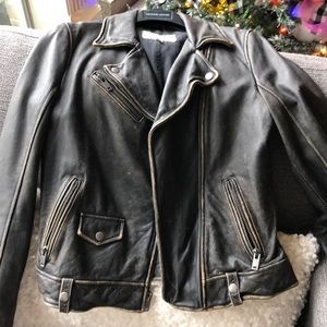 Distressed Leather moto jacket size Small